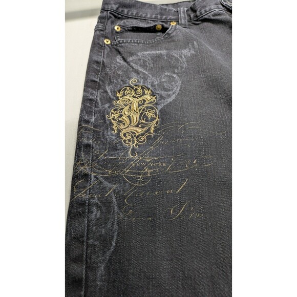Lauren Ralph Lauren Jeans Womens 14 Black Jeans Modern Slim Gold Embroidered - Picture 5 of 11